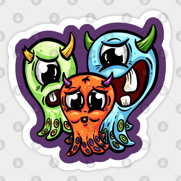 Funny cartoon imaginary monster creatures Sticker by Squeeb Creative